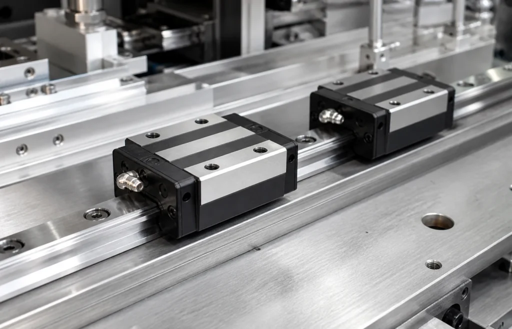 Linear guide block bearing — a typical application for SK Series Shaft Support Blocks